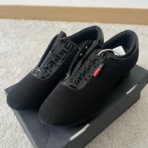 Stylish Black Dance Heels, Suede bottom